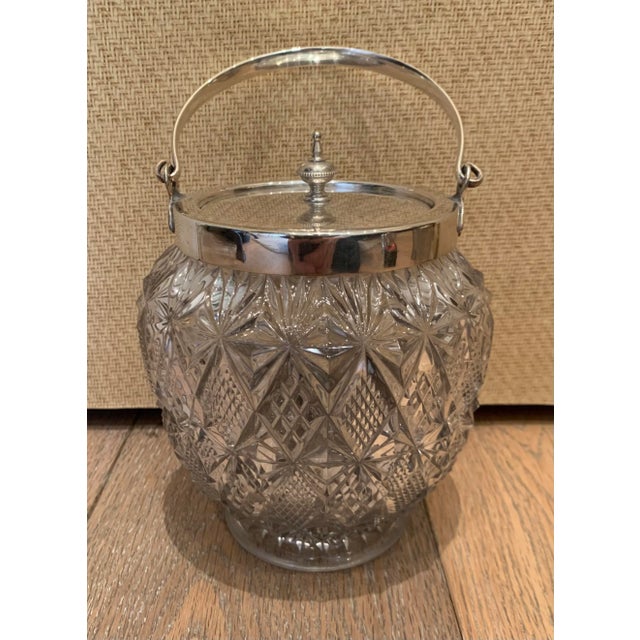 Mid 20th Century Crystal and Silver Biscuit Jar For Sale - Image 4 of 8