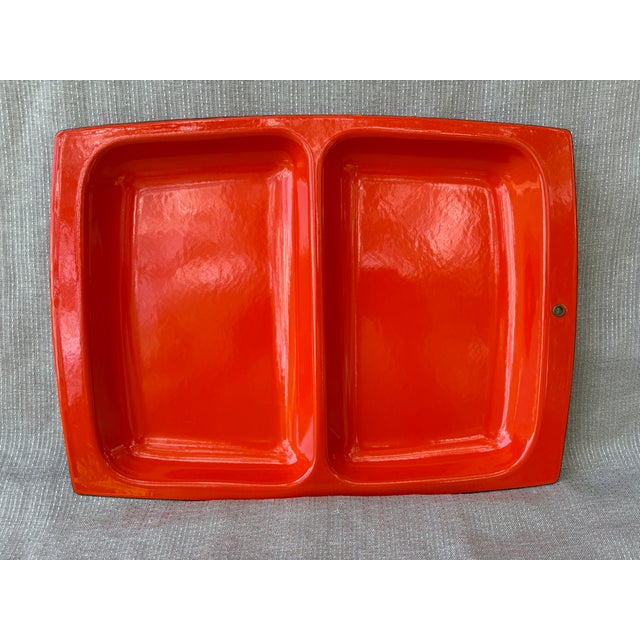 MCM Orange Enamel Divided Tray For Sale - Image 4 of 14