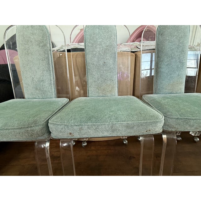 1970 Lucite Art Deco Shell Back Dining Chairs- Set of 4 For Sale - Image 4 of 7