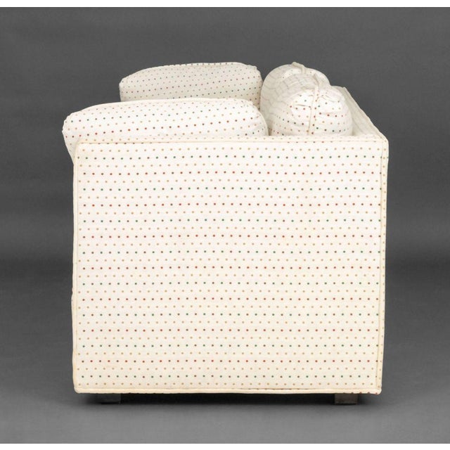 Modern Geometric Linen Upholstered 3-Seat Sofa For Sale - Image 14 of 18