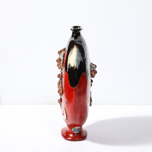 Late 19th Century Sumida Gawa Vermillion Red Glazed Pottery Vase W/ Clustered Sculptural Primates For Sale - Image 5 of 12