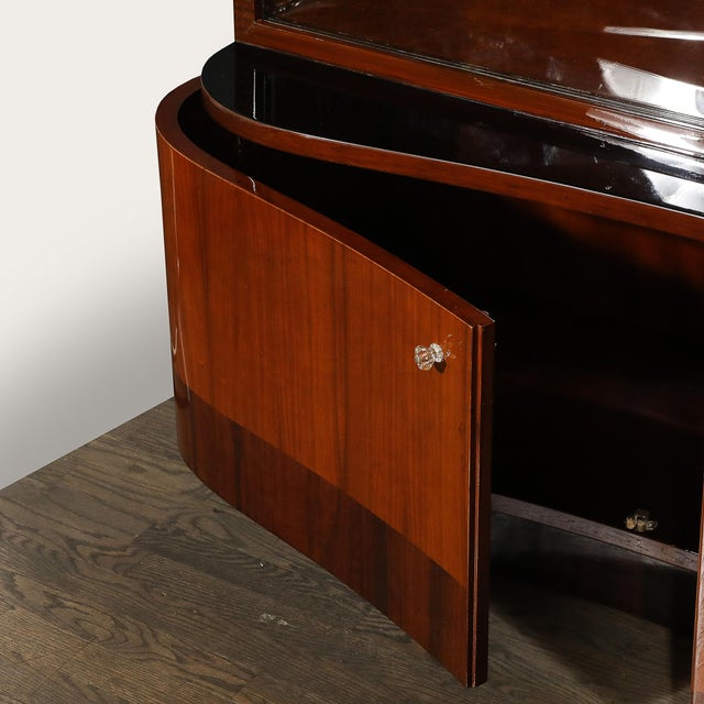Art Deco Art Deco Bar Cabinet in Bookmatched Walnut & Burled Elm W/ Black Lacquer Accents For Sale - Image 3 of 14