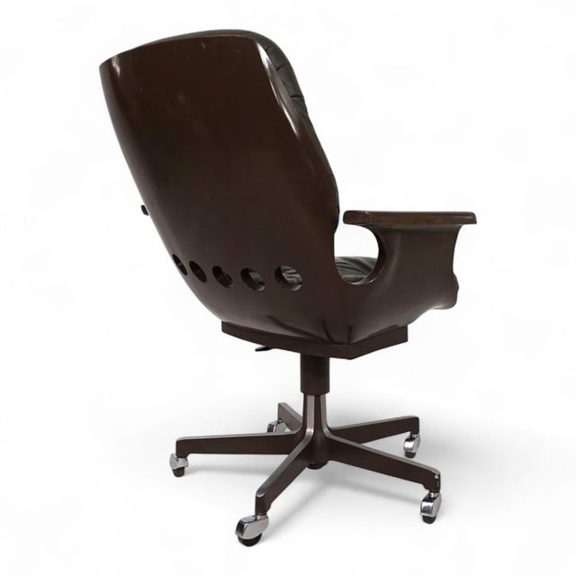Mid-Century Modern Space Age 7112 Leather Office Chair by Martin Stoll for Stoll Giroflex, 1970 For Sale - Image 3 of 18