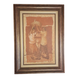 2000s "Economic Assistance" Acrylic Painting by Elpedio Robinson
