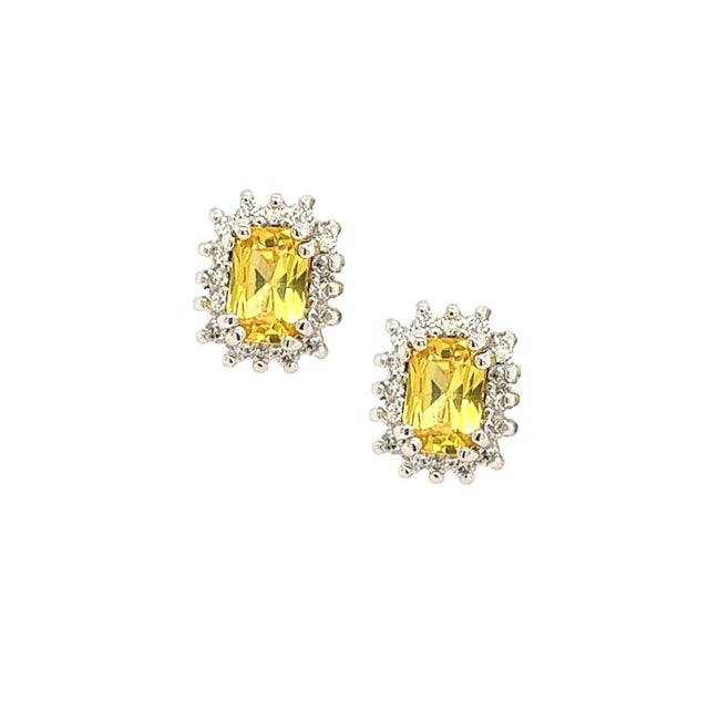 Natural Sapphire Diamond Stud Earrings 14k W Gold 1.71 TCW Certified For Sale - Image 16 of 17