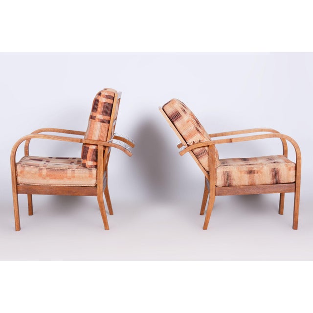 Vintage Art Deco Chairs in Oak by Jindřich Halabala for Up Závody, 1930s, Set of 2 For Sale - Image 9 of 10
