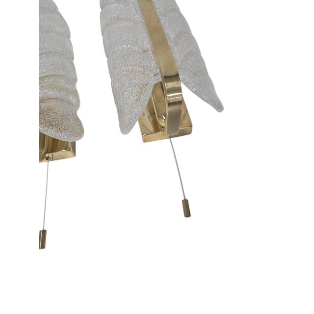 1960s Wall Lights Acanthus Leaf by Orrefors and JBS Fagerlund and Carl Fagerlund, Sweden, 1960s, Set of 2 For Sale - Image 5 of 16