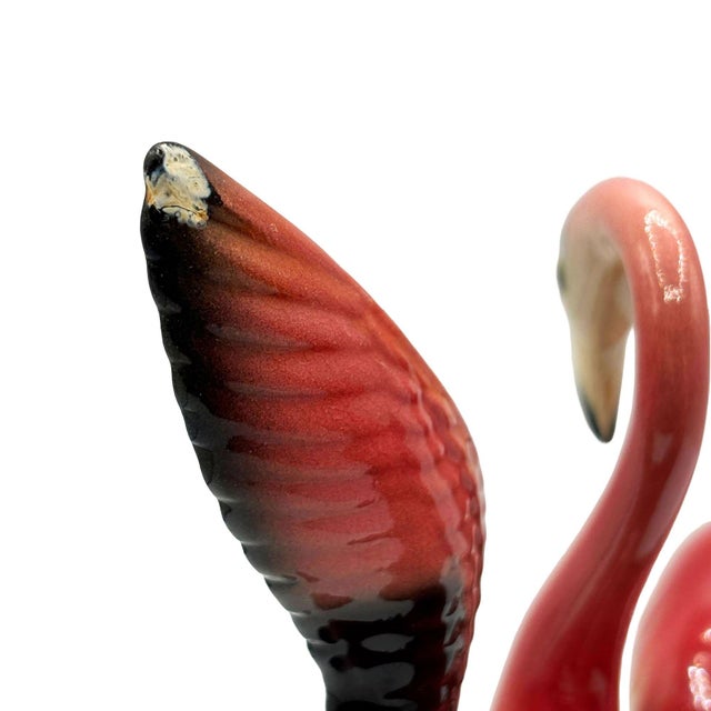 1940s 1940s Rare Mid-Century Double Pink Flamingo Ceramic Tabletop Statue by Brad Keeler For Sale - Image 5 of 8