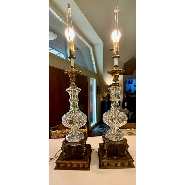 A magnificent, matching pair of heavy statement table lamps dating from the 1950’s-1960’s. Designed in the glamorous...