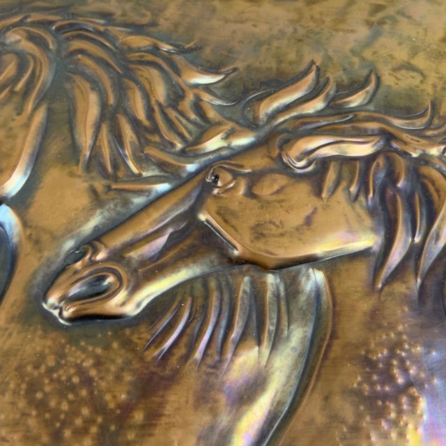 High Relief Painting of Horses in Embossed Copper by Studio Cellini For Sale - Image 5 of 13