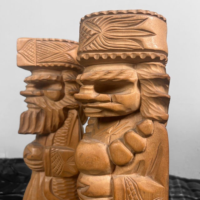 Ainu Wood Carving of Man and Woman, Hokkaido, Japan, 1960s For Sale - Image 6 of 9