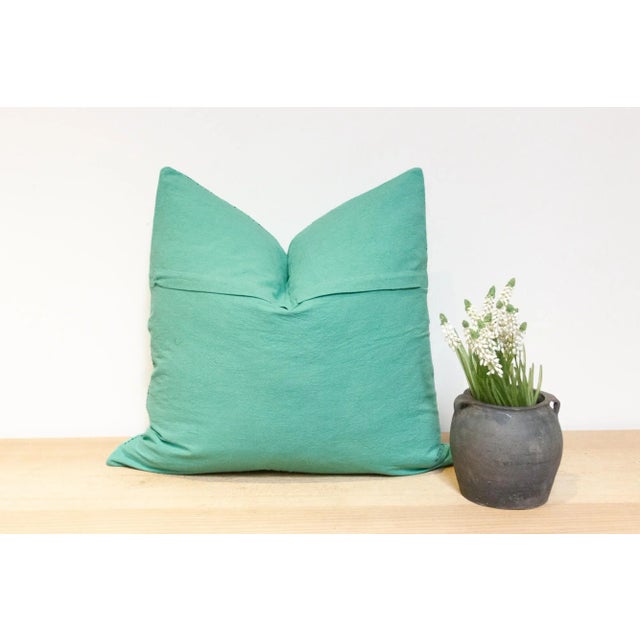 1990s Persian Green Hand-Stitched Pillow Cover For Sale - Image 5 of 7