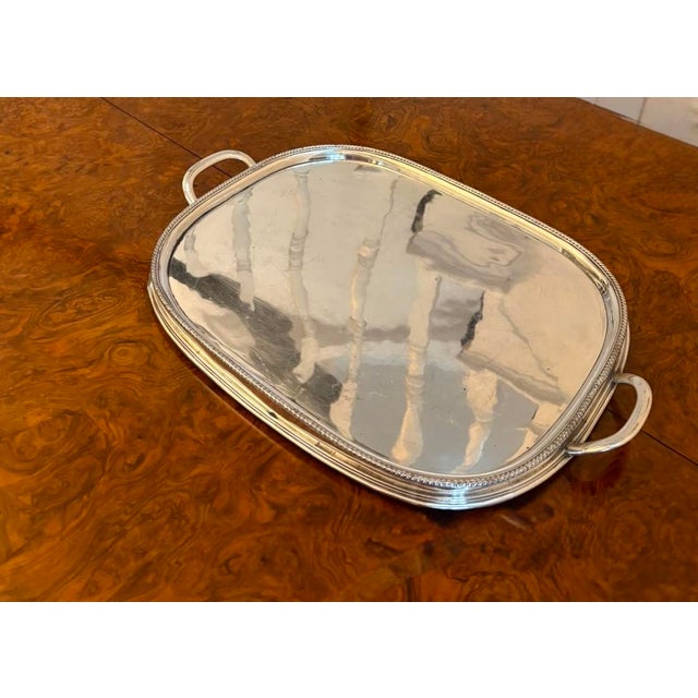 Antique Victorian Silver Plated Drinks Serving Tray with Handles, 1880 For Sale - Image 3 of 11