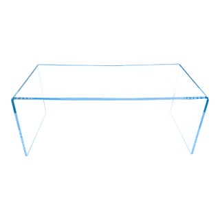 Vintage 1970s Lucite Acrylic Waterfall Style Coffee Table For Sale