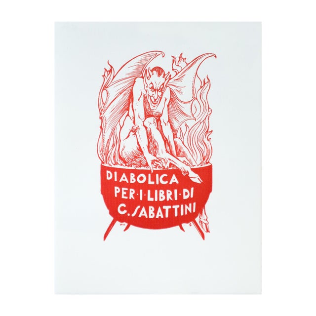 1938 Italian Engraving Bookplate (Ex Libris), Diabolica For Sale