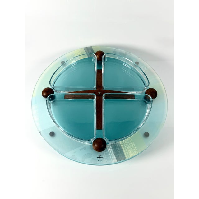 Aqua Appetizer Tray and Condiment Set by Ennio Pasini for Rede Guzzini, 1980s, Set of 2 For Sale - Image 8 of 18