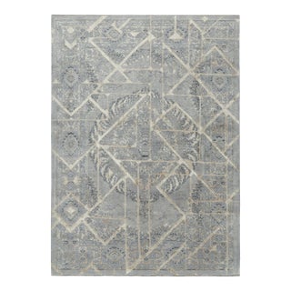 Rug & Kilim’s Contemporary Rug With Gray Medallions & Geometric Patterns “Kian” For Sale