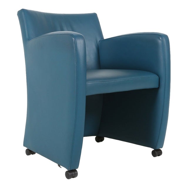 Vintage Lounge Chair in Blue Leather from Leolux, 1990s For Sale