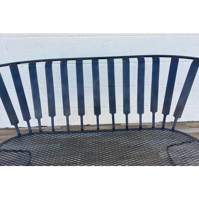 Mid-Century Modern Vintage Mid-Century Modern Wrought Iron Patio Loveseat Bench | Russell Woodard Style Garden Sofa For Sale - Image 3 of 18