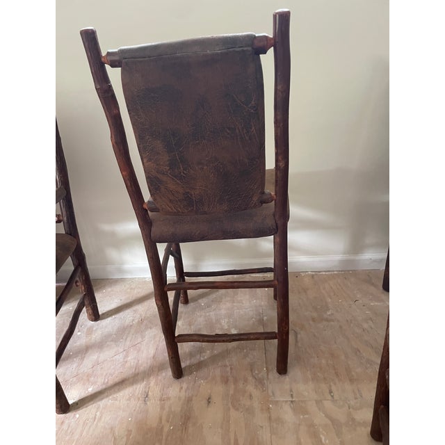 2000 - 2009 Pair of Old Hickory “Old Faithful” Upholstered Barstools For Sale - Image 5 of 8