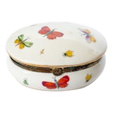 1970s Vintage Porcelain Butterfly Trinket Box For Sale