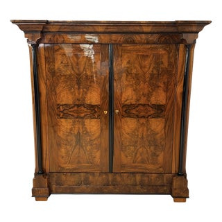Biedermeier Armoire in Walnut Veneer, South Germany, 1820 For Sale
