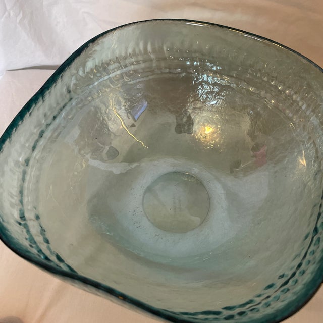 1960s Yalos Casa Murano Blue Sky Iridescent Glass Bowl For Sale - Image 9 of 11