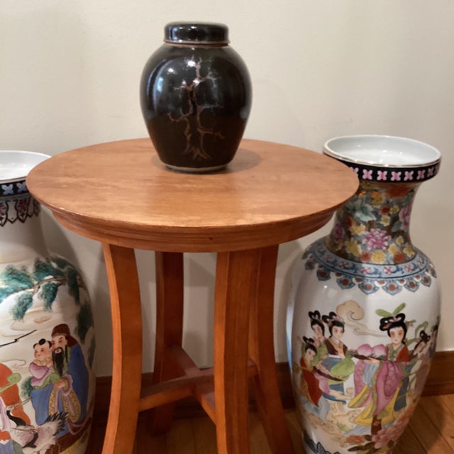 Oxblood Red Vintage Chinoiserie Stoneware Black Glazed Vessel / Ginger Jar With Lid For Sale - Image 8 of 12