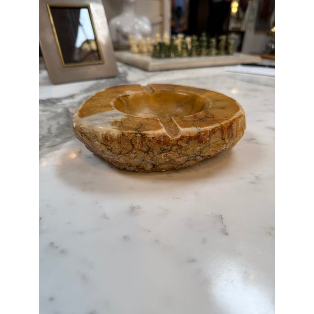 1970s Carved Brown Marble Ashtray For Sale - Image 5 of 6