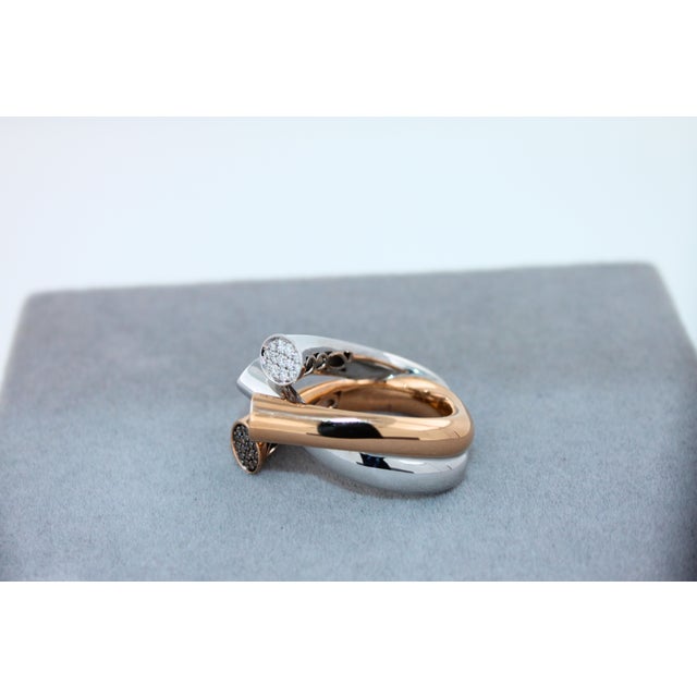 Diamond Pave Cluster Shape Mountain Peaks Unique 18 Karat Rose White Gold Ring, Size 7.5 For Sale - Image 13 of 18