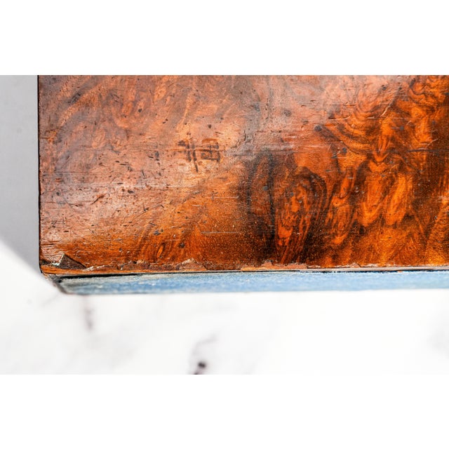 Stunning 19th Century Antique Victorian English Burl Wood 3-Decanter Box With Bramah Lock & Cut Crystal Decanter Luxury Home Decor Barware For Sale - Image 18 of 18