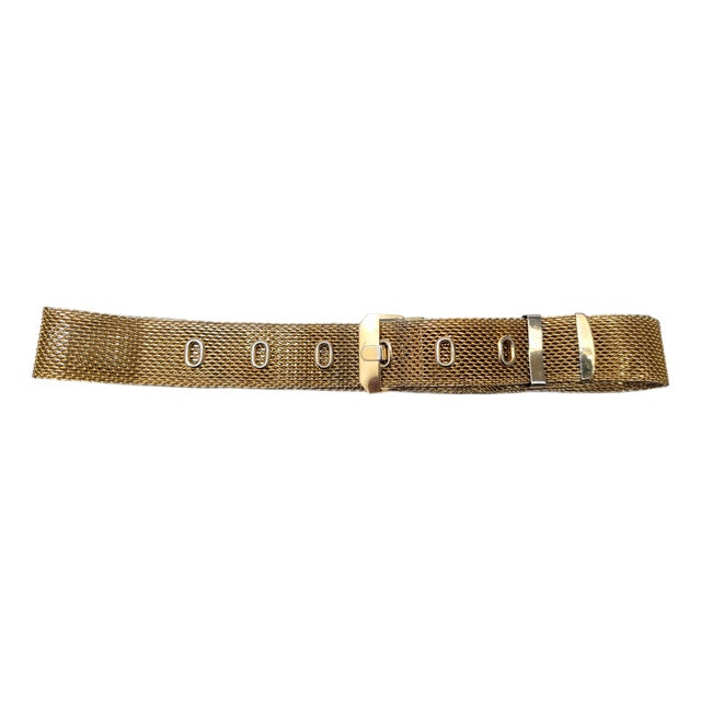 Vintage 1970s Signed Napier Goldtone Wide Mesh Belt For Sale