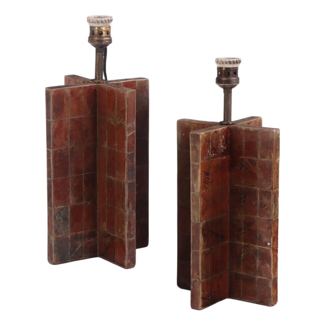 Contemporary Mica Covered Table Lamps in the Manner of Jean-Michel Frank - a Pair For Sale