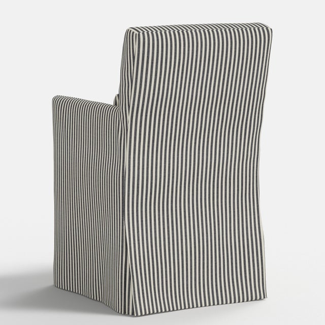 Textile Slipcover for Stoffer Home x Cloth & Company for Lindy Slipcover Dining Armchair in Jane Stripe Carbon For Sale - Image 7 of 8