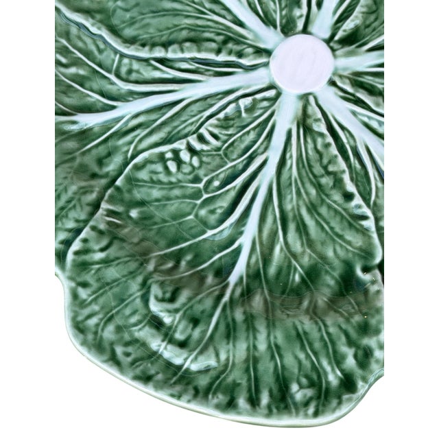 Bordallo Pinheiro Bordallo Pinheiro Green Cabbage Platter Majolica 12” Late 20th Century For Sale - Image 4 of 11