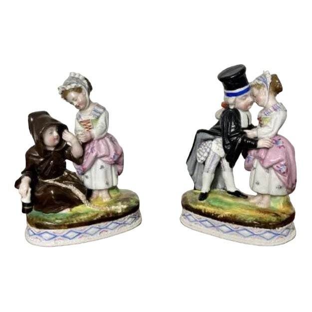 Victorian Continental Porcelain Figures, 1880s, Set of 2 For Sale
