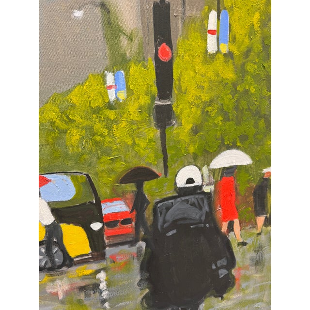 Textile Rainy Days and Mondays Contemporary Oil Painting For Sale - Image 7 of 10