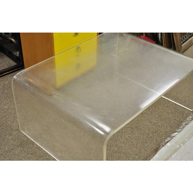 Vintage Mid Century Modern Large 42 X 30 Lucite Waterfall Coffee Table For Sale - Image 4 of 12