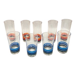 Vintage Pierre Cardin Glass Tumblers- Set of 9 For Sale