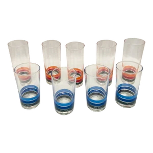 Vintage Pierre Cardin Glass Tumblers- Set of 9