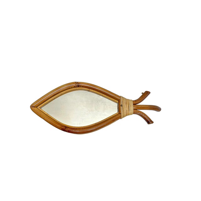 Mid-Century Organic Bamboo and Rattan Fish-Shaped Mirror, France, 1950s For Sale - Image 11 of 11
