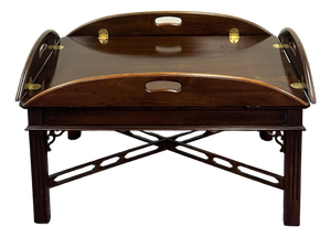 Knob Creek Mahogany Chinese Chippendale Butlers Tray Coffee Table