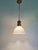Metal Large Holophane Pendant Light in Clear Grooved Glass and Brass, 1920s For Sale - Image 7 of 14