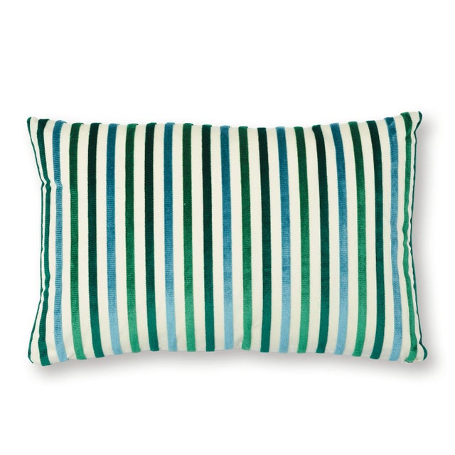 Early 21st Century Schumacher Le Matelot Lumbar Pillow in Peacock For Sale - Image 5 of 5