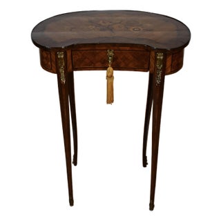 1900s Antique French Louis XV Walnut & Satinwood Inlay Side / End Table France For Sale
