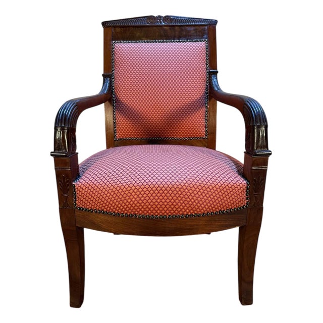Empire Armchair in Mahogany with Saber Legs For Sale