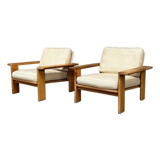 Vintage Lounge Chairs in Oak, 1960s, Set of 2 For Sale