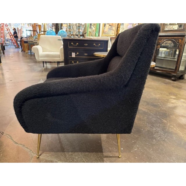 Pair of Black Mohair Mid-Century Modern Gigi Radice Design Lounge Chairs For Sale In Dallas - Image 6 of 6