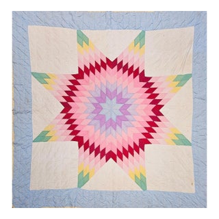Vintage Hand-Stitched Lone Star Quilt, Early 20th Century For Sale