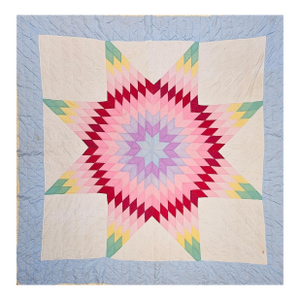 Vintage Hand-Stitched Lone Star Quilt, Early 20th Century